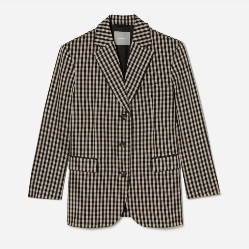 Everlane ‘80s Blazer Plaid Gingham - Black/Khaki - NWT